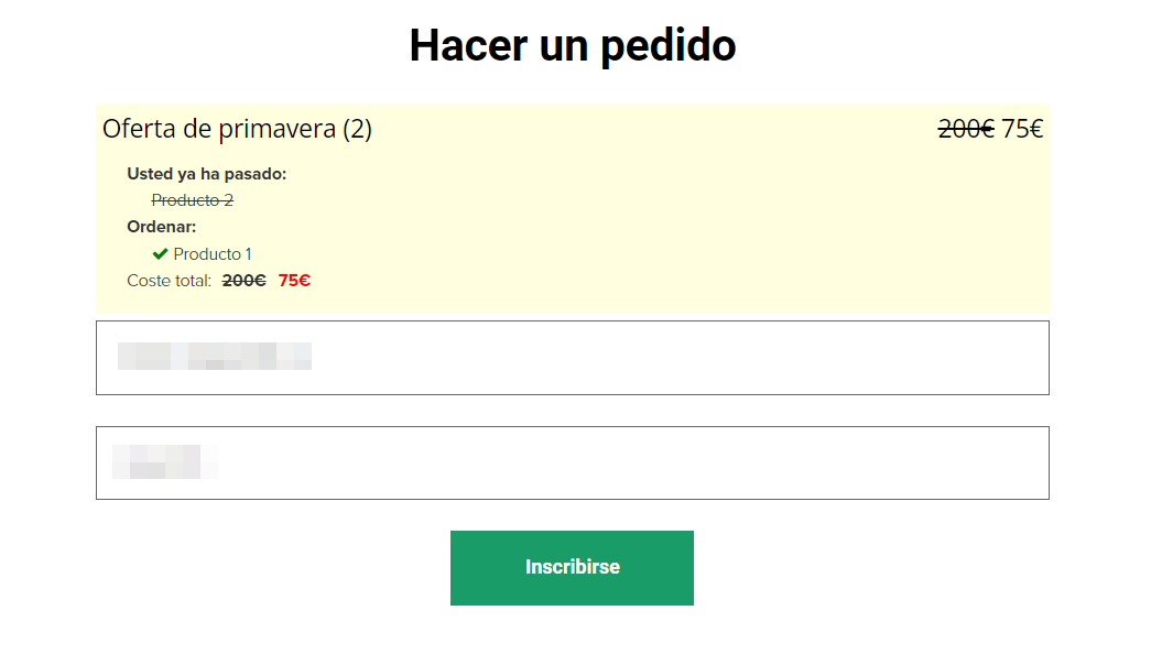 
		<p>
		El importe del nuevo pedido se reducirá por el importe del descuento 25 + el valor del pedido anterior 100</p>	