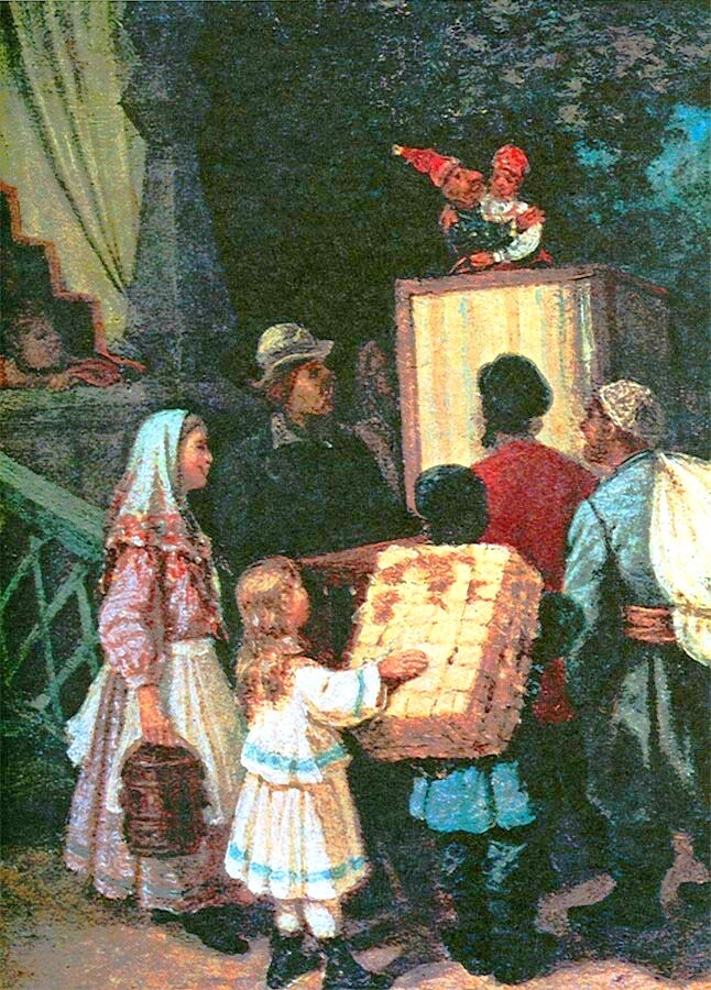 Л. И. Соломаткин, «Петрушка», 1878. Изображена сцена свадьбы Петрушки Л. И. Соломаткин, «Петрушка», 1878. Изображена сцена свадьбы Петрушки