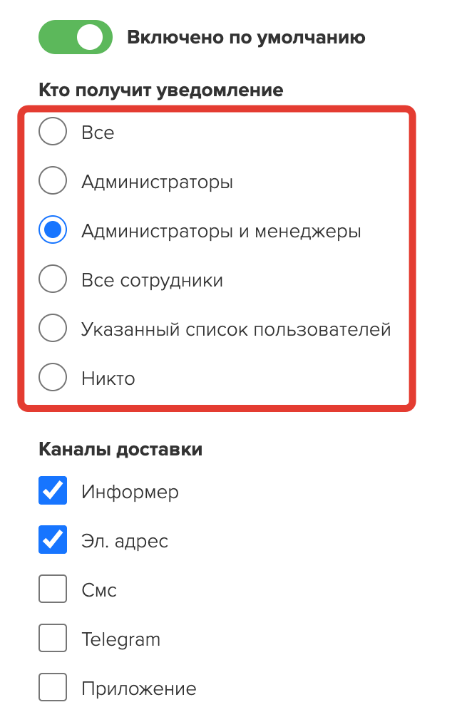 <p>
Кто получит уведомление </p> <p>
Кто получит уведомление </p>