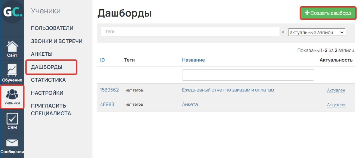 Как создать дашборд Как создать дашборд