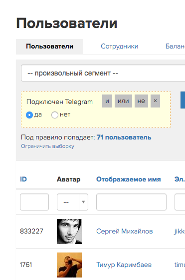 <p>
Фильтрация по пользователям </p> <p>
Фильтрация по пользователям </p>