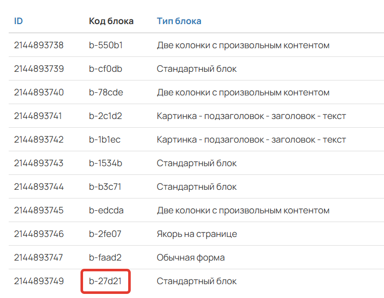 <p>Код блока в списке блоков</p>
<p>Код блока в списке блоков</p>