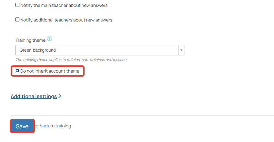 <p>
«Do not inherit account theme» option </p> <p>
«Do not inherit account theme» option </p>