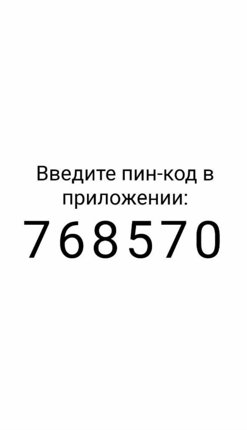 Пример отправленного пин-кода Пример отправленного пин-кода