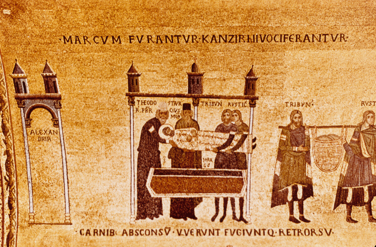 Похищение тела Святого Марка, часовня Сан-Клементе, базилика Сан-Марко, XII век Похищение тела Святого Марка, часовня Сан-Клементе, базилика Сан-Марко, XII век