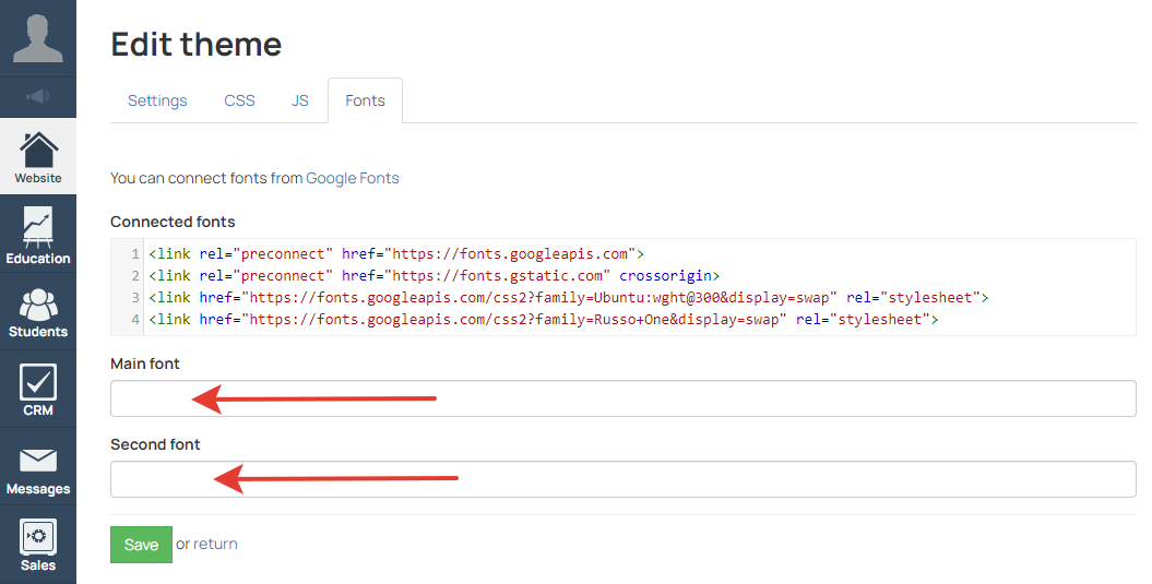 <p>
Main and second fonts are not specified</p> <p>
Main and second fonts are not specified</p>