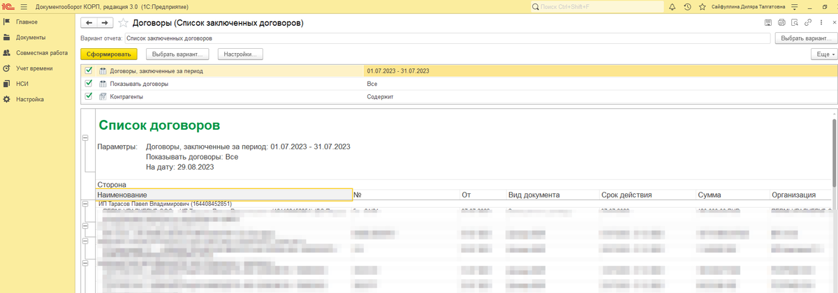 Настройка группировки по организациям в списке вариантов