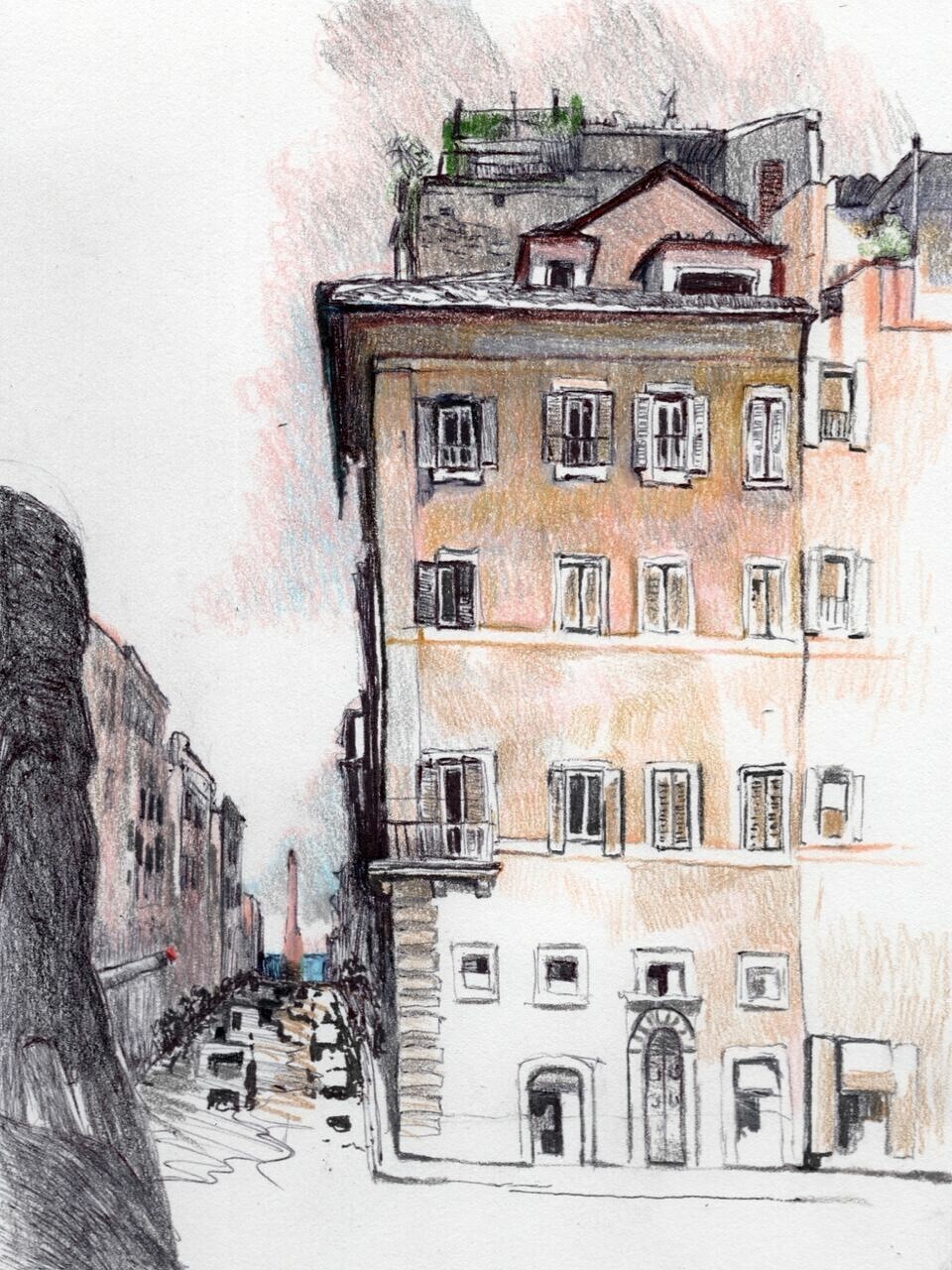 Пример работы из курса Анны Эгиды «Городские секреты. Цветные карандаши» 
