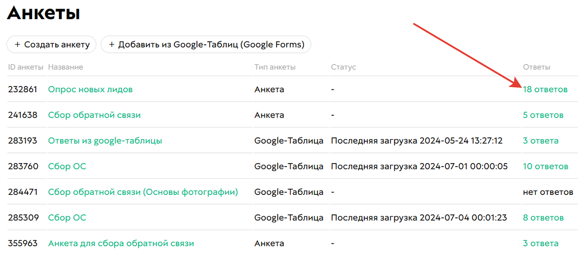 Ответы на анкету