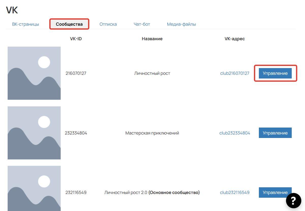 
		
		<p>Управление VK-сообществом</p>		