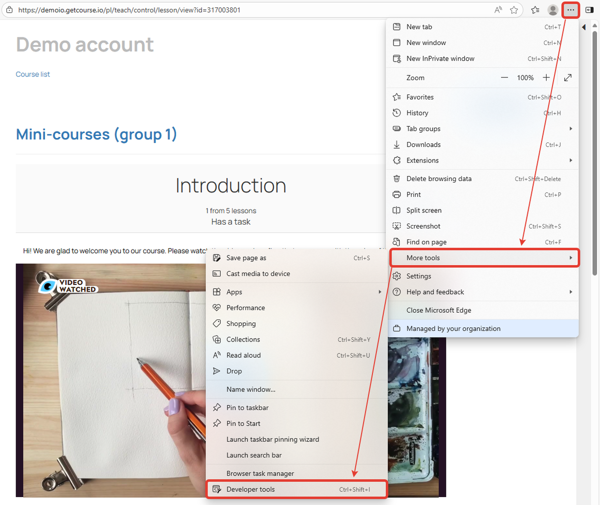 Go to Developer tools
