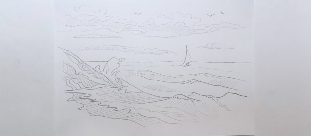 Как нарисовать море карандашом, акварелью или сухой пастелью