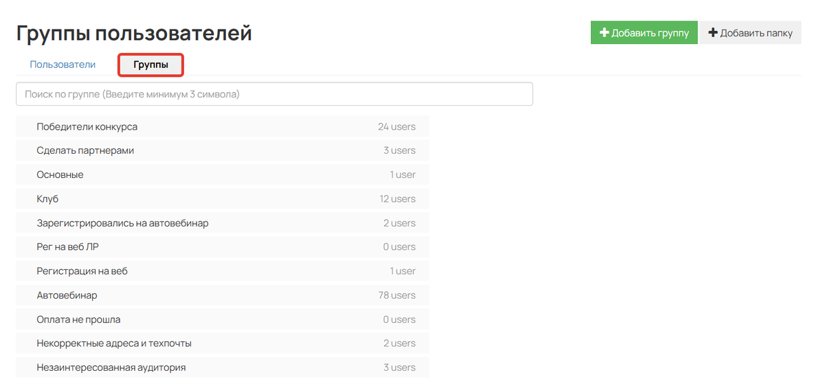Группы пользователей